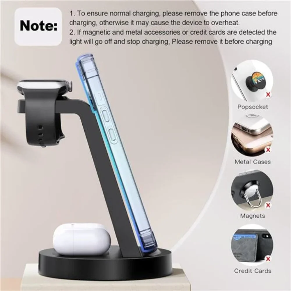 3 in 1 Charging Station for iPhone, Wireless Charger for iPhone 16e 16 15 14 13